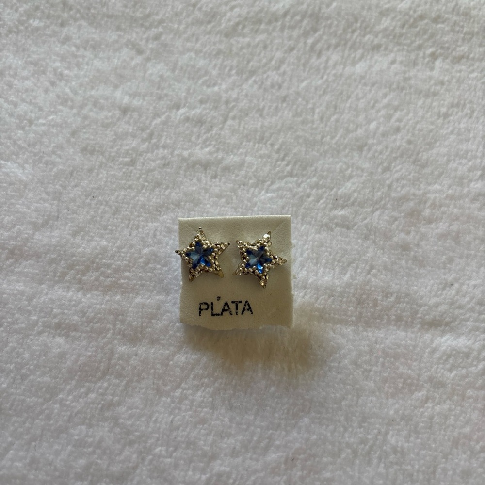 Silver and Blue Star Earrings